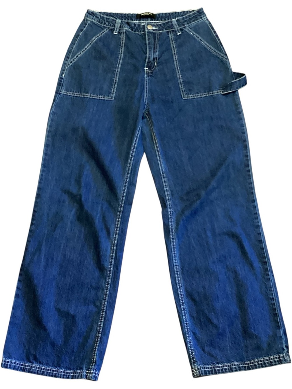 American Bazi Wide Leg Carpenter Jeans Dark Wash Utility Loop Y2K Large